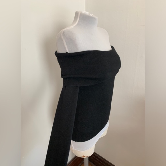 NWT Studio By The Workshop Black Off Shoulder Soft Wool Blend Sweater NEW S Rib - Picture 13 of 16